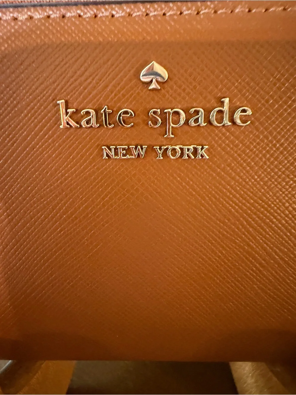 kate spade tan leather logo crossbody or wallet